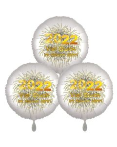 Silvestergrüße mit Heliumballons, 3 Folienballons Viel Glück im neuen Jahr, 2022