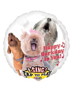 Singender Ballon, Happy Barkday to You mit Hunden, ohne Helium