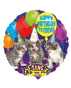 Singender Luftballon aus Folie Happy Birthday to Mew mit Helium