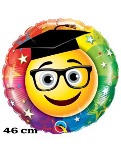 Smiley Graduate, Luftballon aus Folie zur bestandenen Prüfung, zu Abitur und Examen