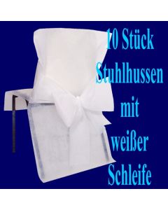 Stuhlhussen, Weiß, mit weißer Schleife, 10 Stück