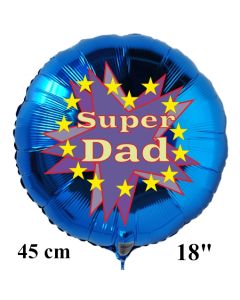 Rundluftballon zum Vatertag. Super Dad. Blau, 45 cm inklusive Ballongas Helium