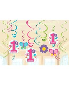 Swirl Dekoration zum 1. Geburtstag, Maedchen, Sweet Birthday Girl