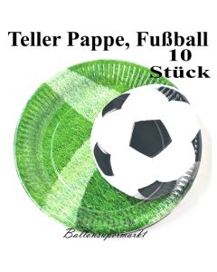 Teller aus Pappe, Fußball, 10 Stück