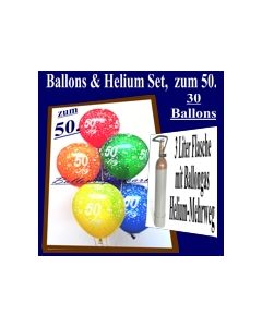 Zum 50. Geburtstag, 30 Luftballons mit Helium / inkl. Rückporto