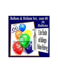 Zum 60. Geburtstag, 30 Luftballons mit Helium / inkl. Rückporto