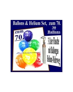 Zum 70. Geburtstag, 30 Luftballons mit Helium / inkl. Rückporto