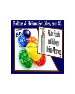 Zum 80. Geburtstag, 30 Luftballons mit Helium / inkl. Rückporto