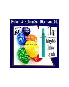 Zum 80. Geburtstag, 100 Luftballons mit Helium / inkl. Versand und Abholung