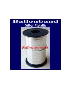 Ballonband, Luftballonbänder 1 Rolle 400 m, Silber Metallic