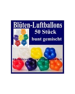 Blüten-Luftballons, 50 Stück, bunt-gemischt, 15 cm