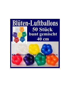 Blüten-Luftballons, 50 Stück, bunt-gemischt, 40 cm