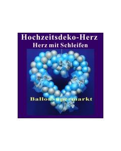 Dekoration zur Hochzeit, Herzdekoration aus Luftballons mit Hochzeitsschleifen, 65 cm