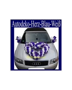 Autodeko Hochzeit, Dekoration Herzen aus Mini-Luftballons in Flieder-Weiß