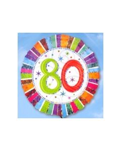 Folienballon Geburtstag 80., Birthday Prismatic (heliumgefüllt)