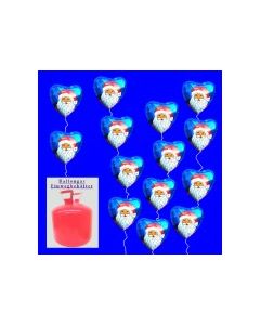 Helium-Einweg-Behälter mit 20 Weihnachtsballons Nikolaus, blau