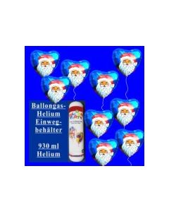 Helium-Einweg-Behälter mit 9 Weihnachtsballons Nikolaus, blau