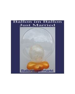 Bubble Luftballon Just Married, Gold (mit Helium)