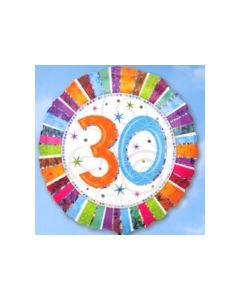 Folienballon Geburtstag 30.,Birthday Prismatic (ohne Helium)