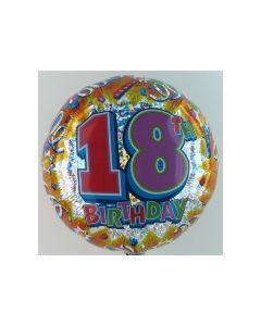 Happy Birthday Luftballon aus Folie, Prismatik-Ballon, 18. Geburtstag  (ohne Helium)