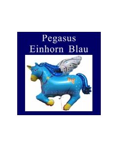 Luftballon Pegasus, Einhorn, Folienballon in Blau ohne Ballongas