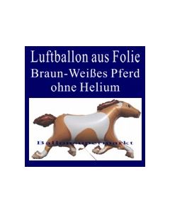 Braun-Weißes Pferd, Luftballon aus Folie, ohne Ballongas