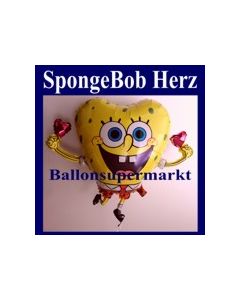 Luftballon SpongeBob, Herz-Folienballon ohne Ballongas