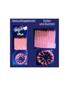 Kerzen für Torte u. Geburtstagskuchen (rosa-weiß)