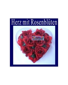 Hochzeitsdeko-Herz mit Rosenblüten