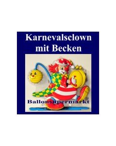 Karnevalsclown mit Becken, Wanddekoration, Bühnendekoration zu Karneval und Fasching