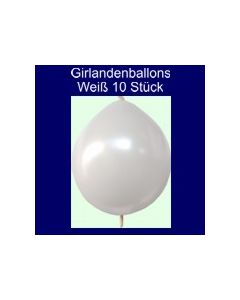 Kettenballons-Girlandenballons-Weiß-Metallic, 10 Stück