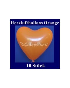 Herzluftballons Orange 10 Stück