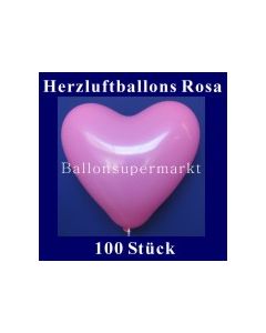 Herzluftballons Rosa 100 Stück