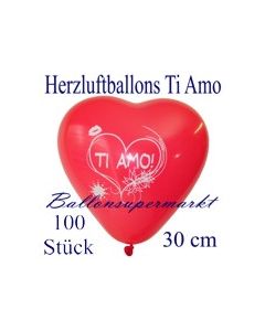 Herzluftballons Ti Amo, 30 cm, 100 Stück