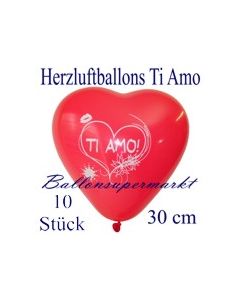 Herzluftballons Ti Amo, 30 cm, 10 Stück