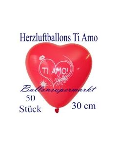 Herzluftballons Ti Amo, 30 cm, 50 Stück