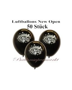 Luftballons Neueröffnung, New Open, Schwarz, 50 Stück