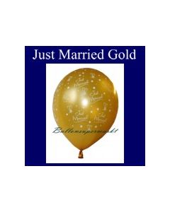 Luftballons Hochzeit, Latex, 10 Stück &quot;Just Married&quot;, gold