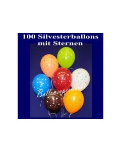 Silvester Luftballons mit Sternen, 100 Stück, Silvester-Sterne-Ballons