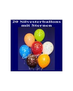 Silvester Luftballons mit Sternen, 20 Stück, Silvester-Sterne-Ballons