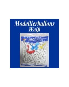 Modellierballons, Weiß, 100 Stück