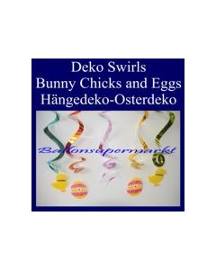 Osterdeko-Swirls, Osterhase, Ostereier, Osterhühnchen