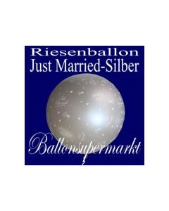 Riesenballon Hochzeit, Just Married, Hochzeitsballon in Silber