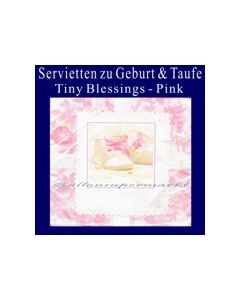 Servietten zu Geburt und Taufe, Pink