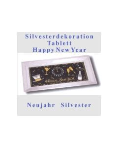 Silvester-Tischdekoration, Tablett Happy New Year