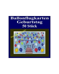 Ballonflugkarten Geburtstag, Luftballons zur Geburtstagsfeier steigen lassen, 50 Stück