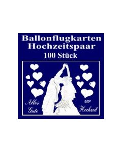 Ballonflugkarten Hochzeit, Hochzeitspaar, Glückwünsche, 100 Karten