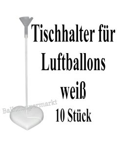 Tischhalter für Luftballons, 10 Stück, weiß