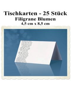 Tischkarten, filigrane Blumen, 25 Stück