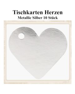 Tischkarte, Namenskarte, Metallic-Silber, Herz